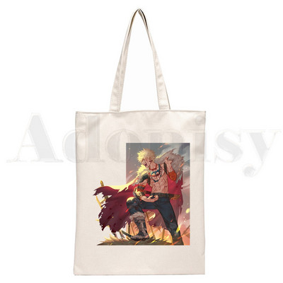 Boku No Anime My Hero Academia Bakugou Katsuki Graphic Cartoon Print Shopping Bags Djevojačka moda Casual Pacakge Ručna torba