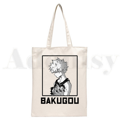 Boku No Anime My Hero Academia Bakugou Katsuki Graphic Cartoon Print Shopping Bags Djevojačka moda Casual Pacakge Ručna torba