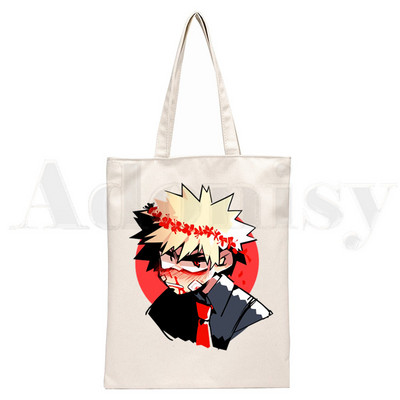 Boku No Anime My Hero Academia Bakugou Katsuki Graphic Cartoon Print Shopping Bags Djevojačka moda Casual Pacakge Ručna torba