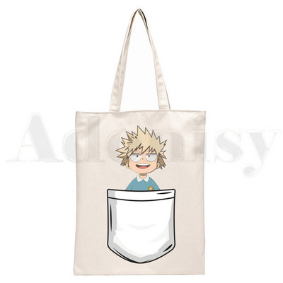 Boku No Anime My Hero Academia Bakugou Katsuki Graphic Cartoon Print Shopping Bags Djevojačka moda Casual Pacakge Ručna torba