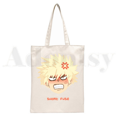 Boku No Anime My Hero Academia Bakugou Katsuki Graphic Cartoon Print Shopping Bags Djevojačka moda Casual Pacakge Ručna torba