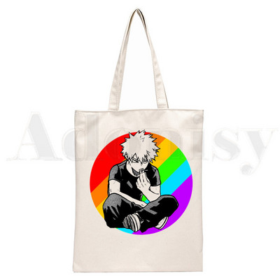 Boku No Anime My Hero Academia Bakugou Katsuki Graphic Cartoon Print Shopping Bags Djevojačka moda Casual Pacakge Ručna torba