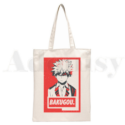 Boku No Anime My Hero Academia Bakugou Katsuki Graphic Cartoon Print Shopping Bags Djevojačka moda Casual Pacakge Ručna torba