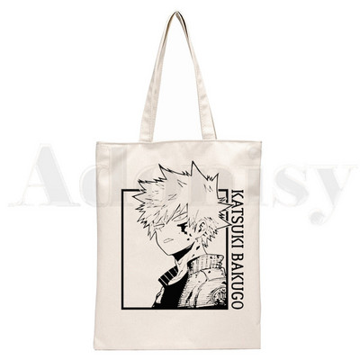 Boku No Anime My Hero Academia Bakugou Katsuki Graphic Cartoon Print Shopping Bags Djevojačka moda Casual Pacakge Ručna torba