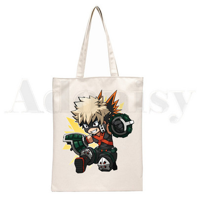 Boku No Anime My Hero Academia Bakugou Katsuki Graphic Cartoon Print Shopping Bags Djevojačka moda Casual Pacakge Ručna torba