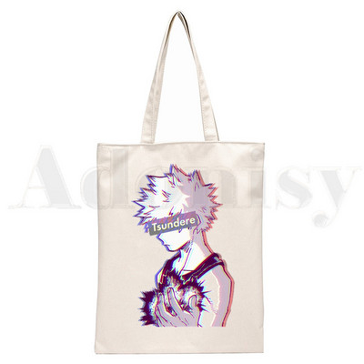 Boku No Anime My Hero Academia Bakugou Katsuki Graphic Cartoon Print Shopping Bags Djevojačka moda Casual Pacakge Ručna torba