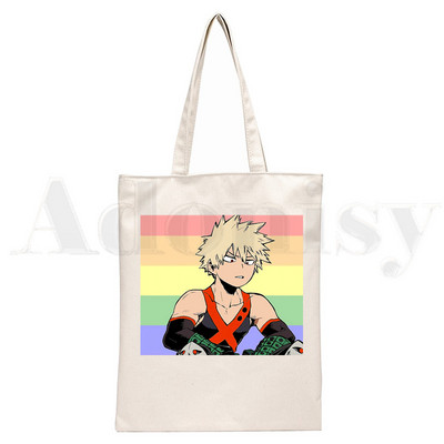 Boku No Anime My Hero Academia Bakugou Katsuki Graphic Cartoon Print Shopping Bags Djevojačka moda Casual Pacakge Ručna torba