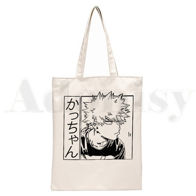 Boku No Anime My Hero Academia Bakugou Katsuki Graphic Cartoon Print Shopping Bags Djevojačka moda Casual Pacakge Ručna torba