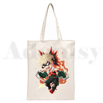Boku No Anime My Hero Academia Bakugou Katsuki Graphic Cartoon Print Shopping Bags Djevojačka moda Casual Pacakge Ručna torba
