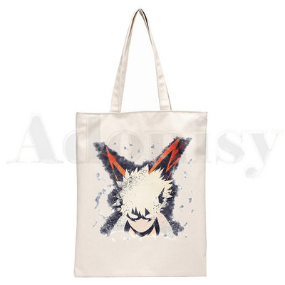 Boku No Anime My Hero Academia Bakugou Katsuki Graphic Cartoon Print Shopping Bags Djevojačka moda Casual Pacakge Ručna torba