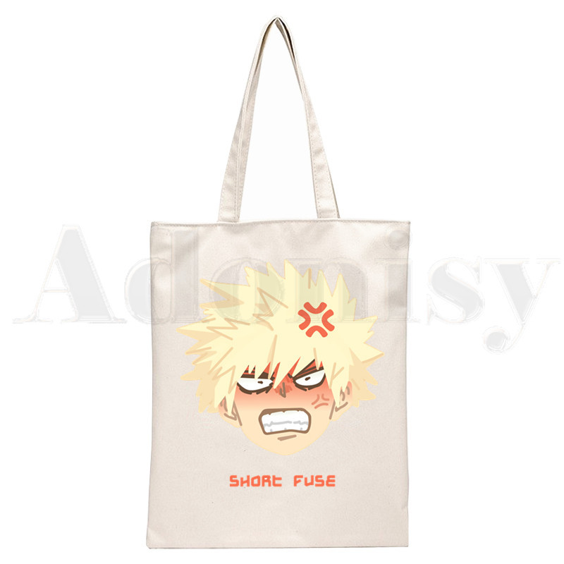 Boku No Anime My Hero Academia Bakugou Katsuki Graphic Cartoon Print Shopping Bags Djevojačka moda Casual Pacakge Ručna torba
