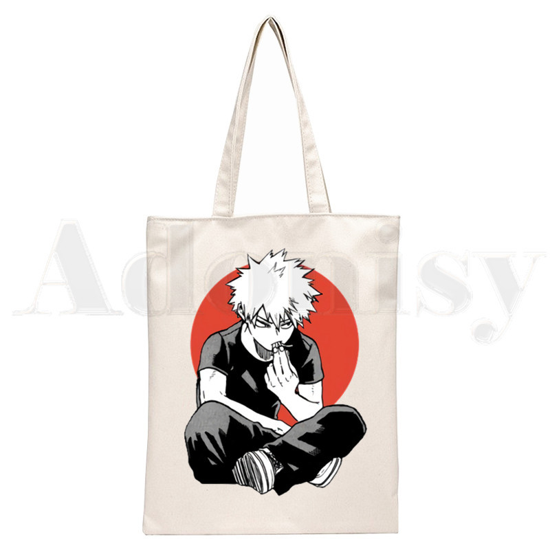 Boku No Anime My Hero Academia Bakugou Katsuki Graphic Cartoon Print Shopping Bags Djevojačka moda Casual Pacakge Ručna torba