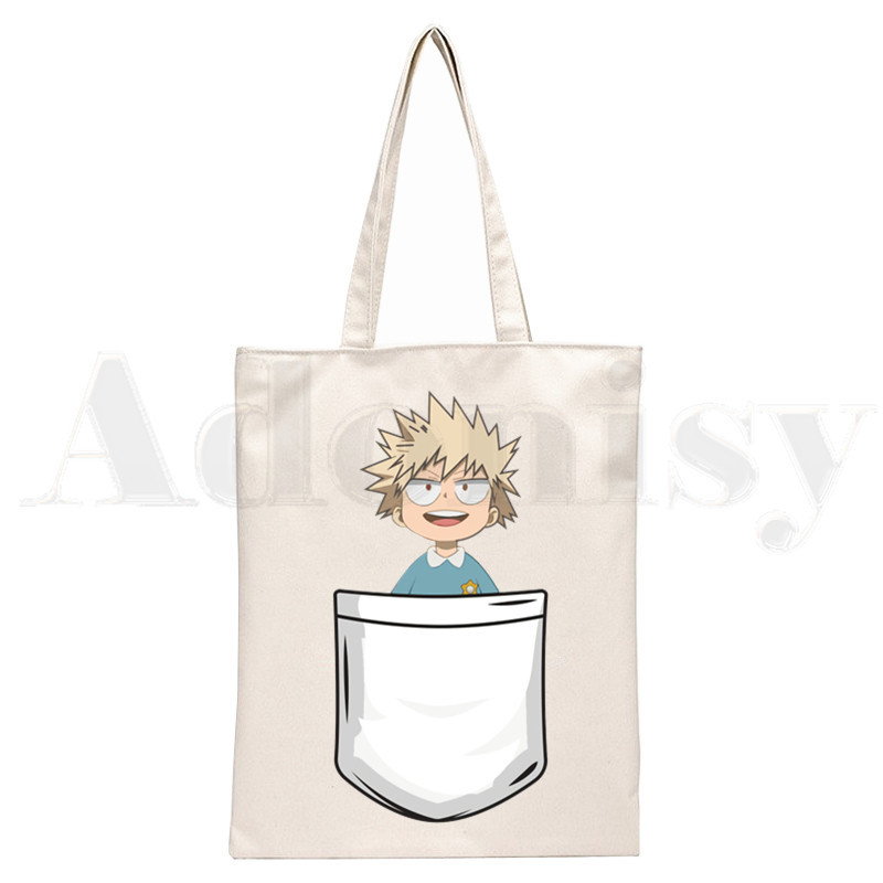 Boku No Anime My Hero Academia Bakugou Katsuki Graphic Cartoon Print Shopping Bags Djevojačka moda Casual Pacakge Ručna torba