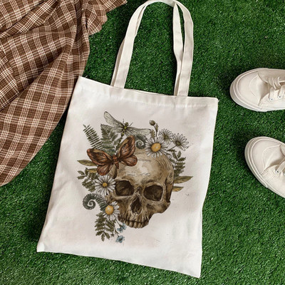 New Plant Print Τσάντα ώμου με μανιτάρια Καμβά Τσάντα Harajuku Shopper Τσάντα Μόδα Χαριτωμένα Casual καλοκαιρινές τσάντες ώμου Τσάντα Tote Shopper