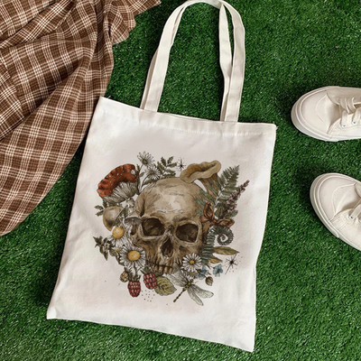 New Plant Print Τσάντα ώμου με μανιτάρια Καμβά Τσάντα Harajuku Shopper Τσάντα Μόδα Χαριτωμένα Casual καλοκαιρινές τσάντες ώμου Τσάντα Tote Shopper
