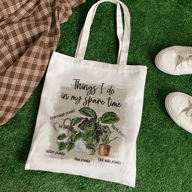 New Plant Print Τσάντα ώμου με μανιτάρια Καμβά Τσάντα Harajuku Shopper Τσάντα Μόδα Χαριτωμένα Casual καλοκαιρινές τσάντες ώμου Τσάντα Tote Shopper