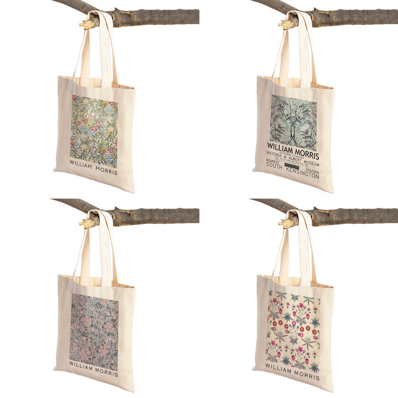 William Morriso Ženske torbe za kupnju Dupli print Ležerna vintage cvjetna Boh torba Ženska platnena torba Putna torba za višekratnu upotrebu
