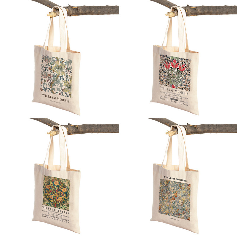 William Morriso Ženske torbe za kupnju Dupli print Ležerna vintage cvjetna Boh torba Ženska platnena torba Putna torba za višekratnu upotrebu