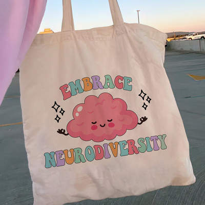 Női Shopper Retro Embrace Neurodiversity Canvas Shopper Bag lány kézitáska Vállas női táska