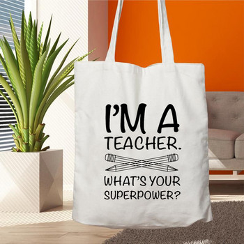 Teacher Life Canvas Shopping Tote Bag Многократна употреба Love Printing Women Eco Shoalder Bag Book Bag Gift for Teacher Handag Shopper