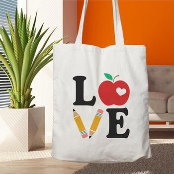 Teacher Life Canvas Shopping Tote Bag Многократна употреба Love Printing Women Eco Shoalder Bag Book Bag Gift for Teacher Handag Shopper