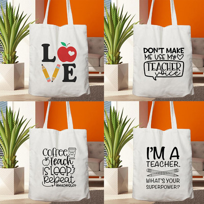 Teacher Life platnena torba za kupnju višekratna ljubavna torba Ženska ekološka torba za rame Torba za knjige Poklon za učitelja Ručna torba Shopper