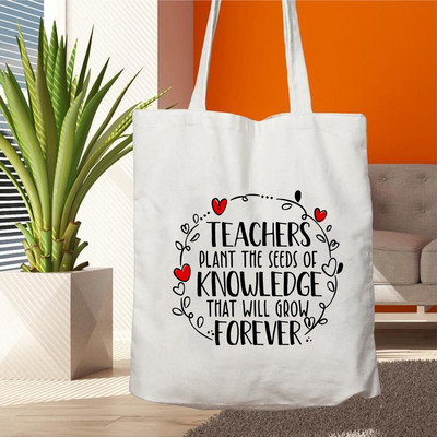 Plátenná nákupná taška Teacher Life, opakovane použiteľná, s potlačou lásky, dámska ekologická taška cez rameno, darčeková taška pre učiteľov, kabelka na nákupy
