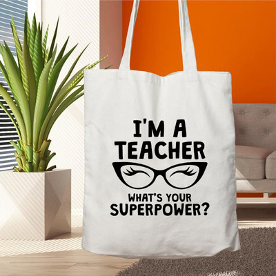 Plátenná nákupná taška Teacher Life, opakovane použiteľná, s potlačou lásky, dámska ekologická taška cez rameno, darčeková taška pre učiteľov, kabelka na nákupy