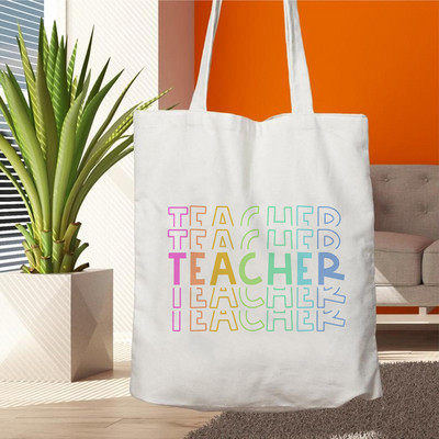 Plátenná nákupná taška Teacher Life, opakovane použiteľná, s potlačou lásky, dámska ekologická taška cez rameno, darčeková taška pre učiteľov, kabelka na nákupy