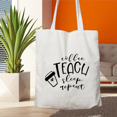 Plátenná nákupná taška Teacher Life, opakovane použiteľná, s potlačou lásky, dámska ekologická taška cez rameno, darčeková taška pre učiteľov, kabelka na nákupy
