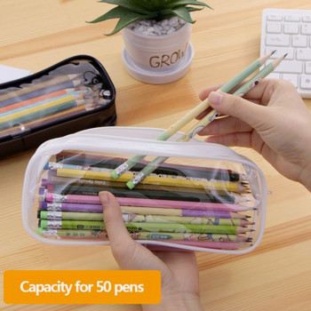 Прозрачен калъф за молив Kawaii Голям капацитет Симпатични корейски канцеларски материали Кутии за моливи за момичета Момче Органайзер Училищни офис консумативи