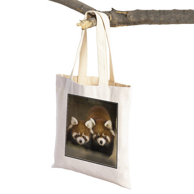 ​Aranyos Red Panda Lady bevásárlótáskák Lovely vadállatok szupermarket vásárlói táska Összehajtható, újrafelhasználható női vászon utazótáska