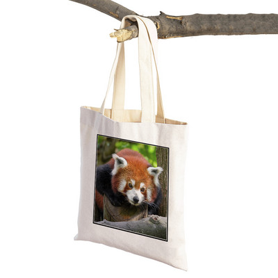 ​Aranyos Red Panda Lady bevásárlótáskák Lovely vadállatok szupermarket vásárlói táska Összehajtható, újrafelhasználható női vászon utazótáska