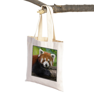 ​Aranyos Red Panda Lady bevásárlótáskák Lovely vadállatok szupermarket vásárlói táska Összehajtható, újrafelhasználható női vászon utazótáska