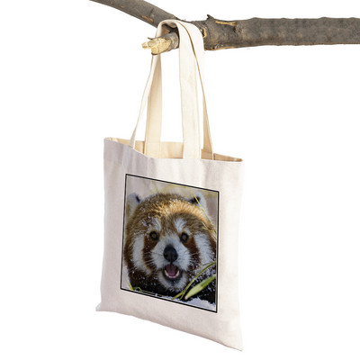 ​Aranyos Red Panda Lady bevásárlótáskák Lovely vadállatok szupermarket vásárlói táska Összehajtható, újrafelhasználható női vászon utazótáska