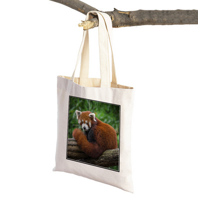 ​Aranyos Red Panda Lady bevásárlótáskák Lovely vadállatok szupermarket vásárlói táska Összehajtható, újrafelhasználható női vászon utazótáska