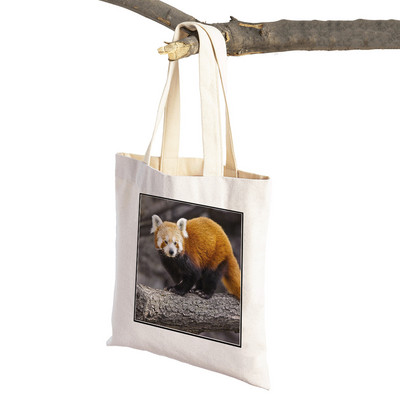 ​Aranyos Red Panda Lady bevásárlótáskák Lovely vadállatok szupermarket vásárlói táska Összehajtható, újrafelhasználható női vászon utazótáska