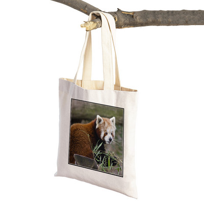 ​Aranyos Red Panda Lady bevásárlótáskák Lovely vadállatok szupermarket vásárlói táska Összehajtható, újrafelhasználható női vászon utazótáska