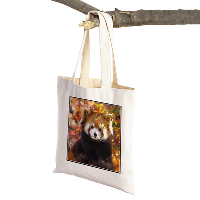 ​Aranyos Red Panda Lady bevásárlótáskák Lovely vadállatok szupermarket vásárlói táska Összehajtható, újrafelhasználható női vászon utazótáska