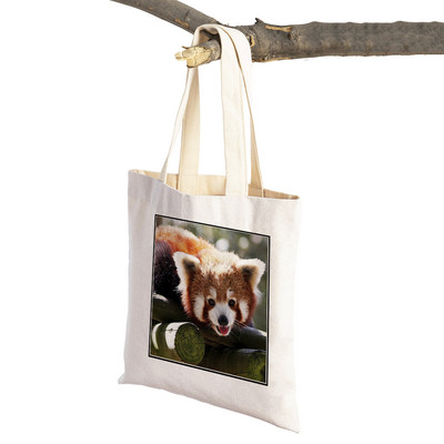 ​Aranyos Red Panda Lady bevásárlótáskák Lovely vadállatok szupermarket vásárlói táska Összehajtható, újrafelhasználható női vászon utazótáska
