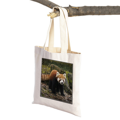 ​Aranyos Red Panda Lady bevásárlótáskák Lovely vadállatok szupermarket vásárlói táska Összehajtható, újrafelhasználható női vászon utazótáska