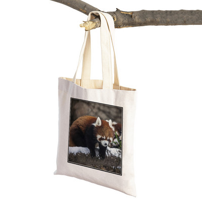 ​Aranyos Red Panda Lady bevásárlótáskák Lovely vadállatok szupermarket vásárlói táska Összehajtható, újrafelhasználható női vászon utazótáska
