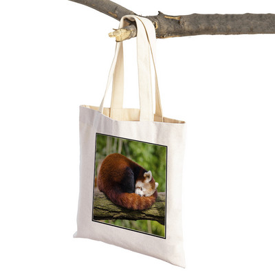 ​Aranyos Red Panda Lady bevásárlótáskák Lovely vadállatok szupermarket vásárlói táska Összehajtható, újrafelhasználható női vászon utazótáska
