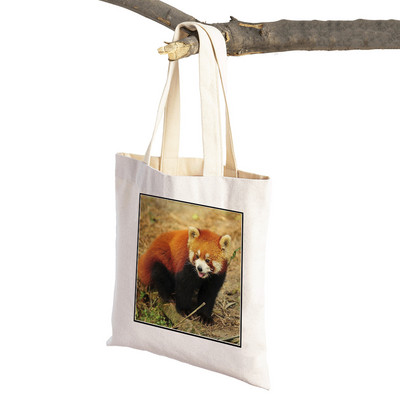 ​Aranyos Red Panda Lady bevásárlótáskák Lovely vadállatok szupermarket vásárlói táska Összehajtható, újrafelhasználható női vászon utazótáska