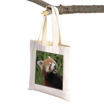 ​Aranyos Red Panda Lady bevásárlótáskák Lovely vadállatok szupermarket vásárlói táska Összehajtható, újrafelhasználható női vászon utazótáska