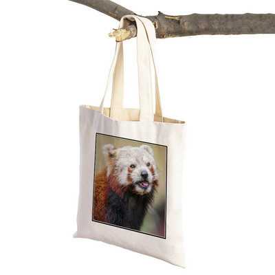 ​Aranyos Red Panda Lady bevásárlótáskák Lovely vadállatok szupermarket vásárlói táska Összehajtható, újrafelhasználható női vászon utazótáska
