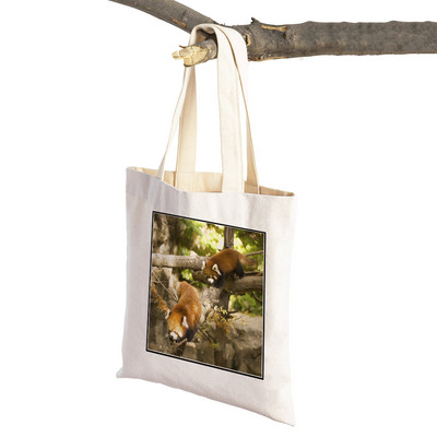 ​Aranyos Red Panda Lady bevásárlótáskák Lovely vadállatok szupermarket vásárlói táska Összehajtható, újrafelhasználható női vászon utazótáska