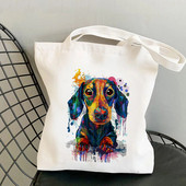 Shopper Colorful Dachshund Dog Printed Tote Geantă femei Harajuku Shopper mana fată Geanta de cumpărături de umăr Lady Canvas Bag