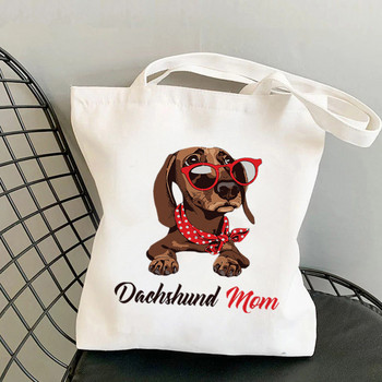 Shopper Colorful Dachshund Dog Printed Tote Bag жени Harajuku shopper чанта момиче Пазарска чанта през рамо Дамска платнена чанта