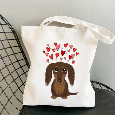 Shopper Colorful Dachshund Dog Printed Tote Geantă femei Harajuku Shopper mana fată Geanta de cumpărături de umăr Lady Canvas Bag